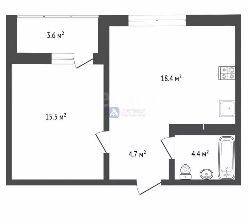 1-комнатная квартира: Тюмень, улица Разведчика Кузнецова, 16 (46.6 м) - Фото 1