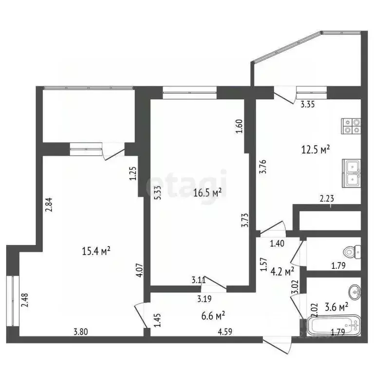 2-к кв. Татарстан, Набережные Челны Московский просп., 79Б (59.7 м) - Фото 2