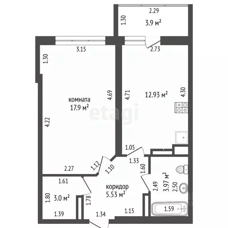 1-к кв. Севастополь просп. Античный, 5/4 (45.4 м) - Фото 2