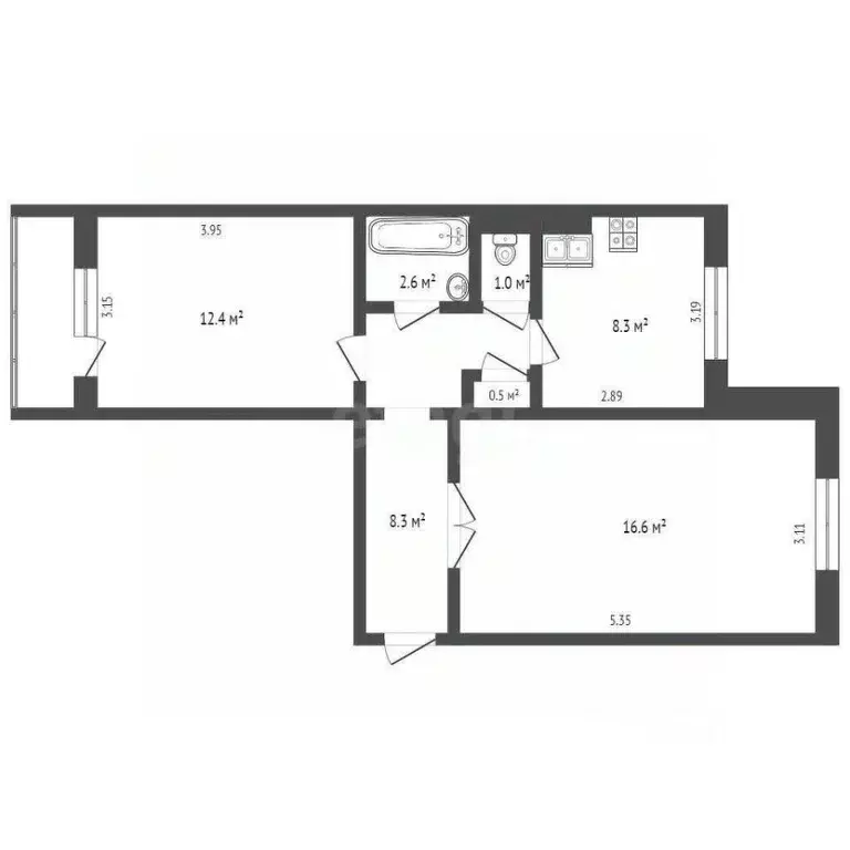 2-к кв. Крым, Евпатория ул. Мичурина, 20 (47.3 м) - Фото 2