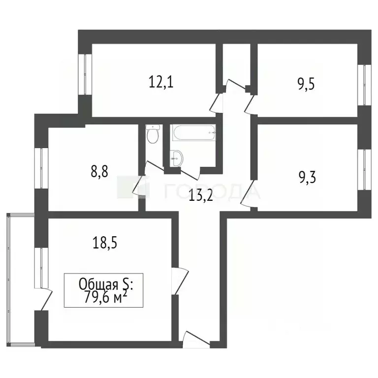 4-к кв. Кемеровская область, Новокузнецк ул. Тольятти, 7 (79.1 м) - Фото 1