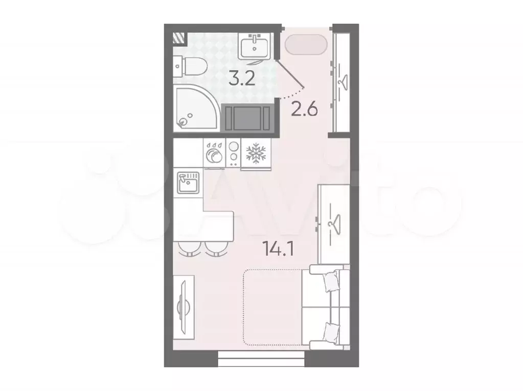 Квартира-студия, 19,9 м, 15/19 эт. - Фото 0