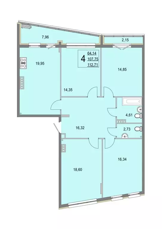 4-комнатная квартира: деревня Крюково, 6 (112.5 м) - Фото 0