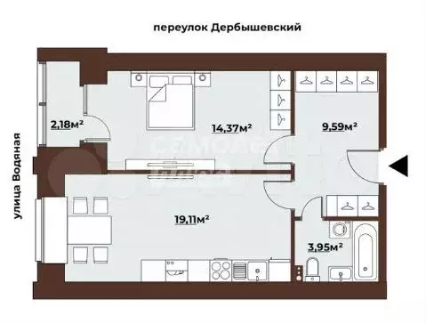 1-к. квартира, 48,1 м, 1/8 эт. - Фото 0