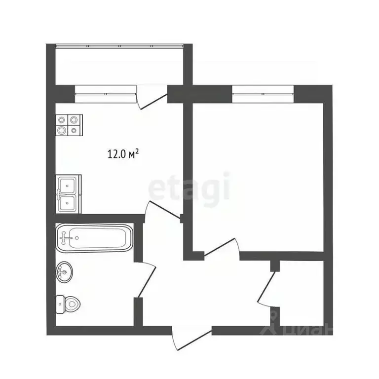 1-к кв. Тюменская область, Тюмень ул. Газопромысловая, 1к1 (38.0 м) - Фото 1
