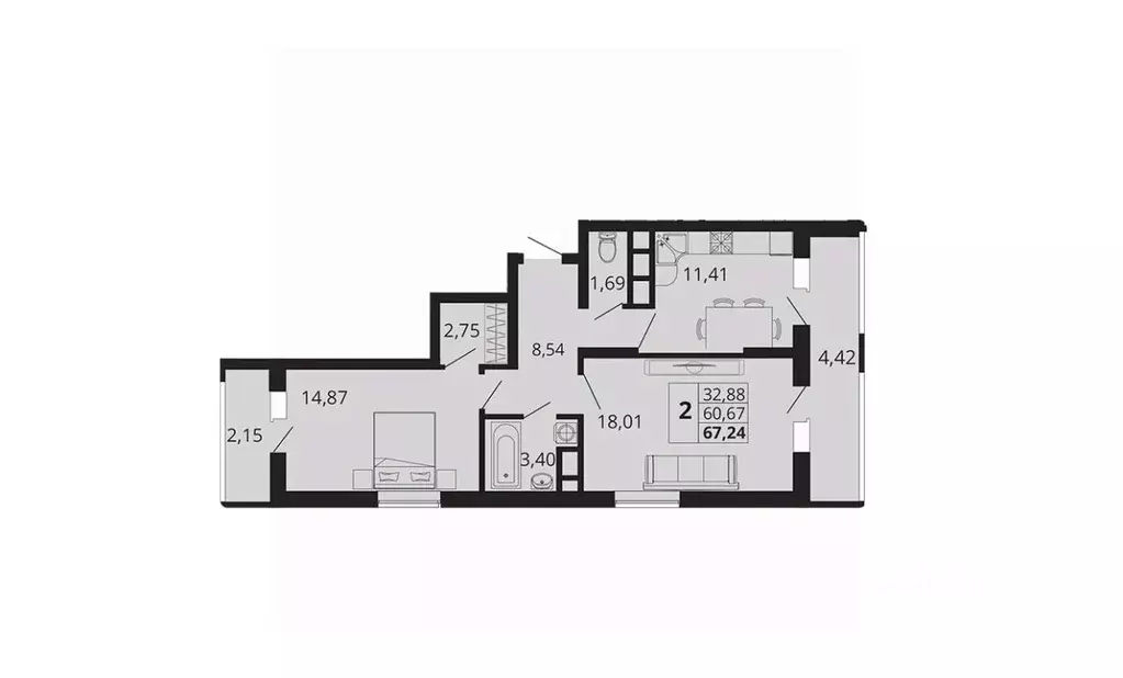 2-к кв. Краснодарский край, Краснодар пос. Знаменский, Родные Просторы ... - Фото 1