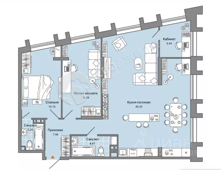 2-к кв. Пермский край, Пермь ул. Дзержинского, 29Б (97.0 м) - Фото 2