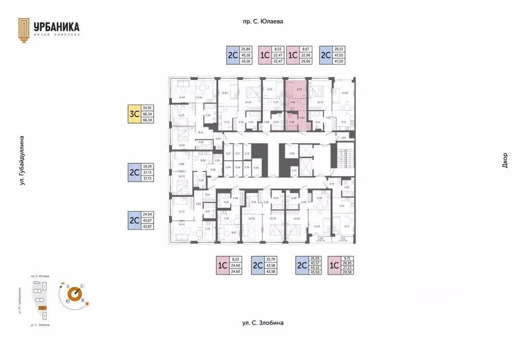 1-к кв. Башкортостан, Уфа Зеленая Роща жилрайон, Урбаника жилой ... - Фото 2