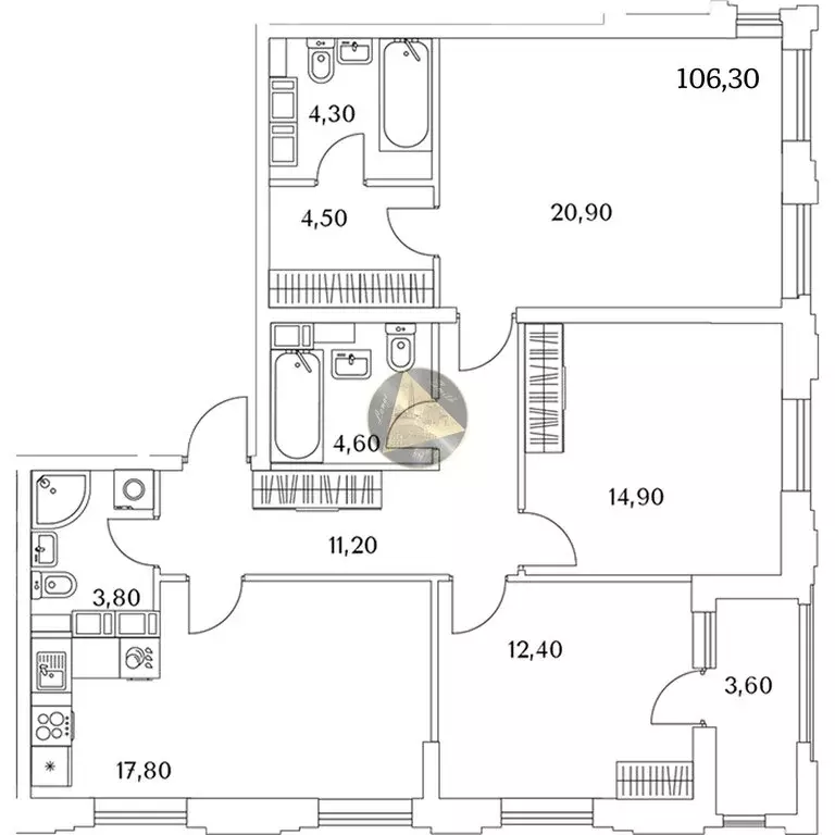 3-комнатная квартира: Санкт-Петербург, Планерная улица, 99 (106.3 м) - Фото 1