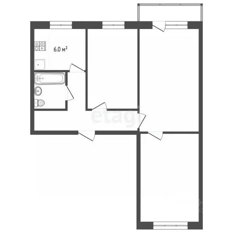 3-к кв. Ярославская область, Рыбинск ул. 50 лет ВЛКСМ, 8 (57.0 м) - Фото 2