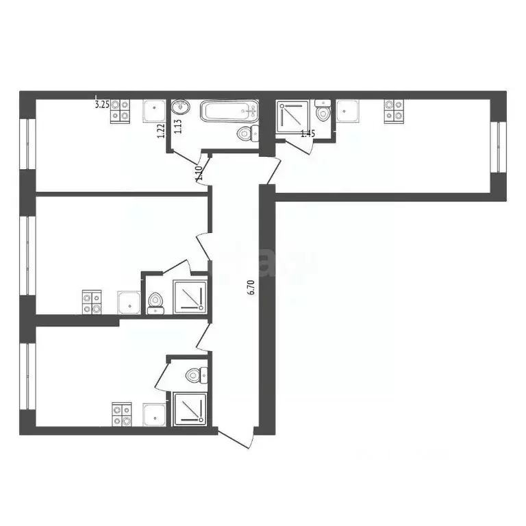 3-к кв. Тюменская область, Тюмень ул. Энергетиков, 6 (55.8 м) - Фото 2