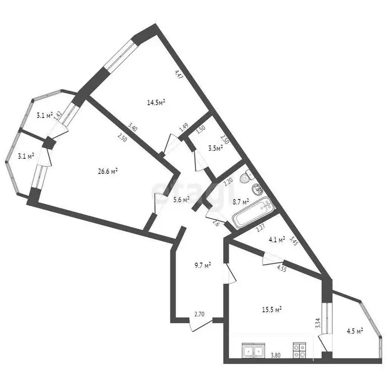 3-комнатная квартира: Малоярославец, Московская улица, 16 (79.6 м) - Фото 0