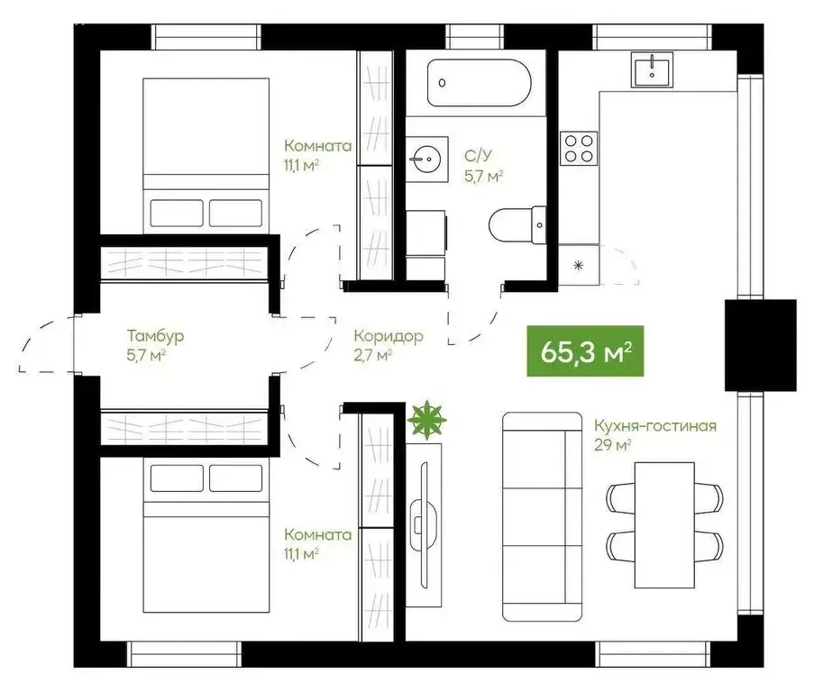 Дом в Октябрьский, квартал Южный (65 м) - Фото 2