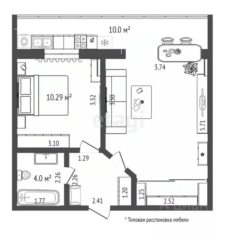 2-к кв. Тюменская область, Тюмень Нефтяников мкр, ул. Пирогова, 11 ... - Фото 2