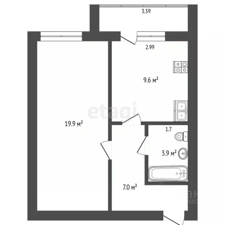 1-к кв. Костромская область, Кострома бул. Маршала Василевского, 11к2 ... - Фото 2