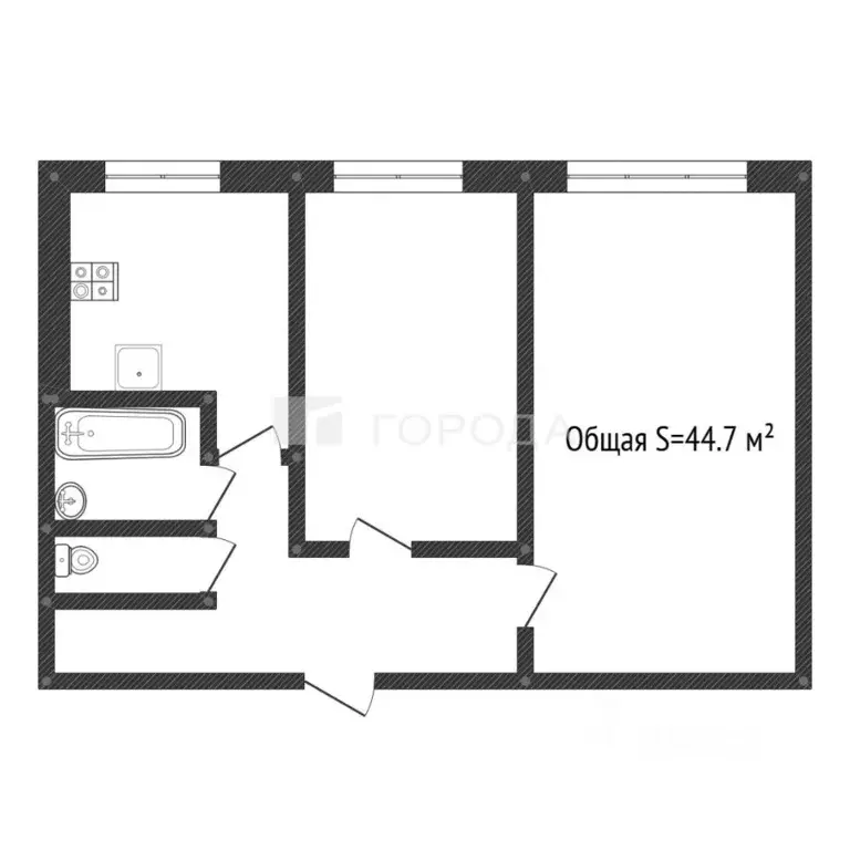 2-к кв. Кемеровская область, Новокузнецк Ярославская ул., 1 (44.7 м) - Фото 2