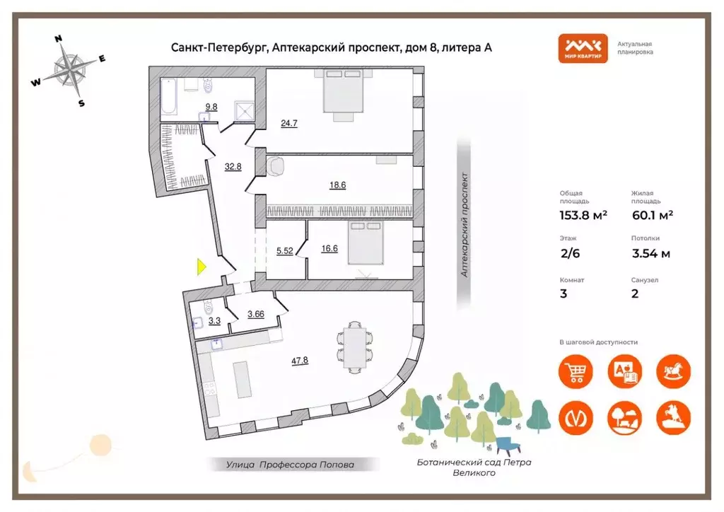 3-к кв. Санкт-Петербург Аптекарский просп., 8 (153.8 м) - Фото 1