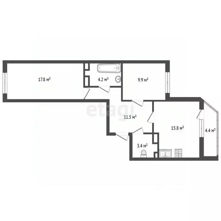 2-к кв. Санкт-Петербург ул. Маршала Захарова, 8 (67.0 м) - Фото 2