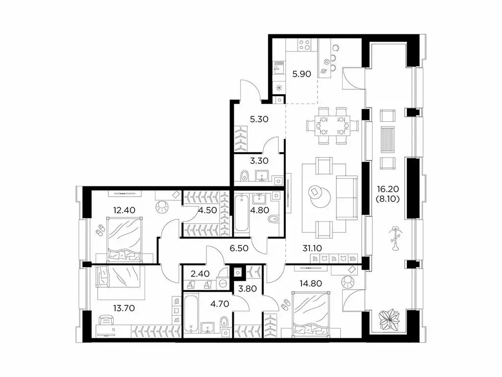 4-комнатная квартира: Москва, жилой комплекс Инджой (123.9 м) - Фото 0