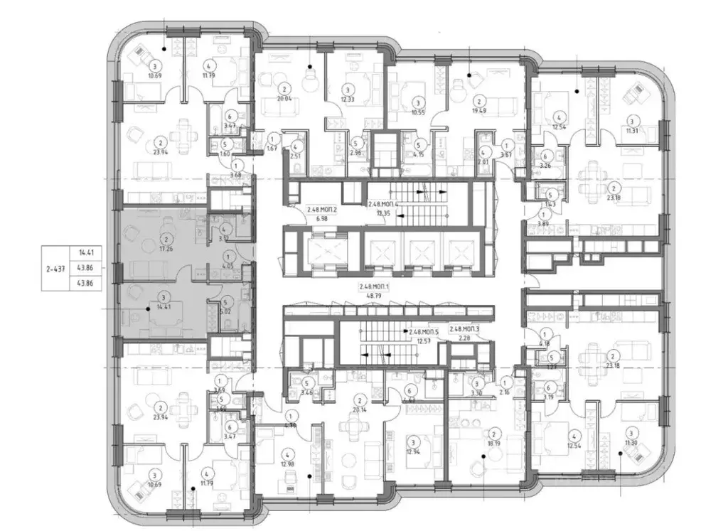 Квартира, 2 комнаты, 43.5 м - Фото 1