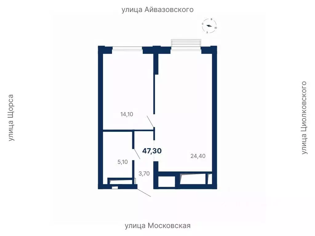 1-к кв. Свердловская область, Екатеринбург ул. Московская, 247А (47.3 ... - Фото 1