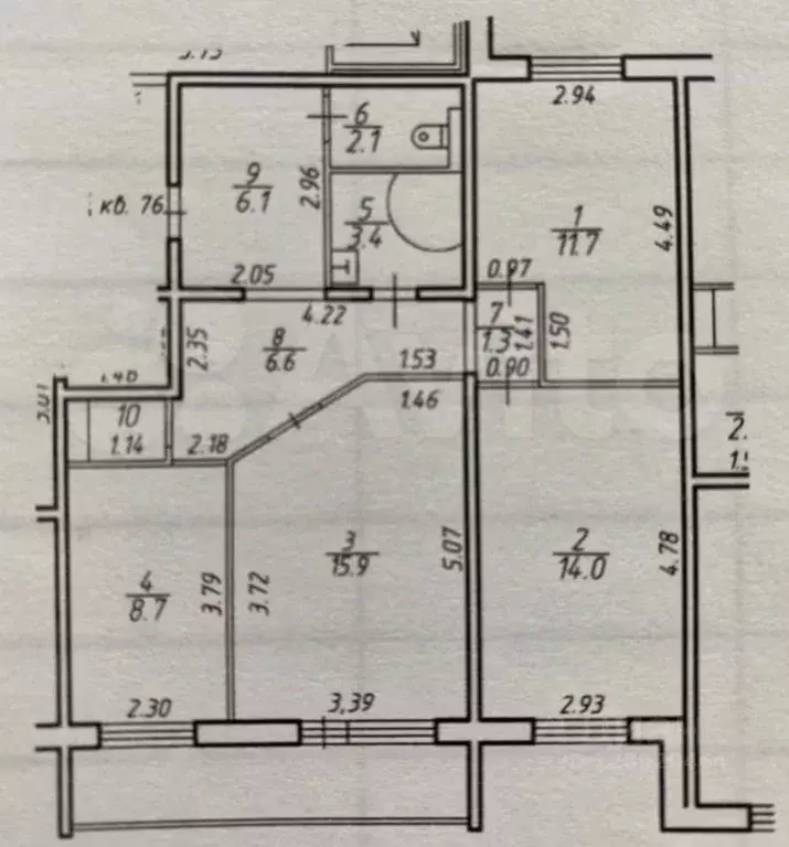 3-к кв. Карелия, Петрозаводск ул. Варламова, 38 (70.8 м) - Фото 2