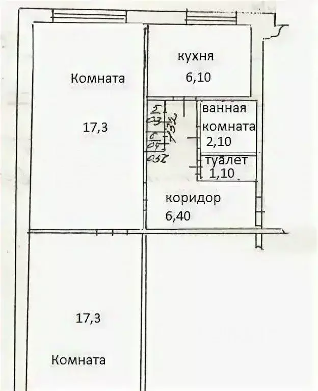 2-к кв. Оренбургская область, Оренбург Больничный проезд, 14к2 (50.9 ... - Фото 1
