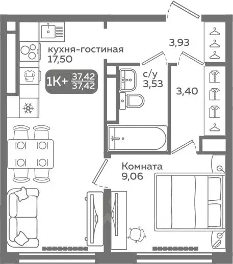 1-к кв. Тюменская область, Тюмень ул. Заполярная, 9/2 (37.42 м) - Фото 0