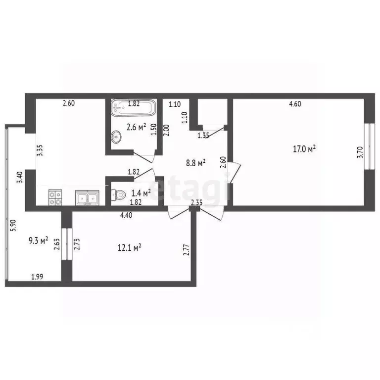 2-к кв. Краснодарский край, Анапа ул. Ленина, 193 (61.2 м) - Фото 1