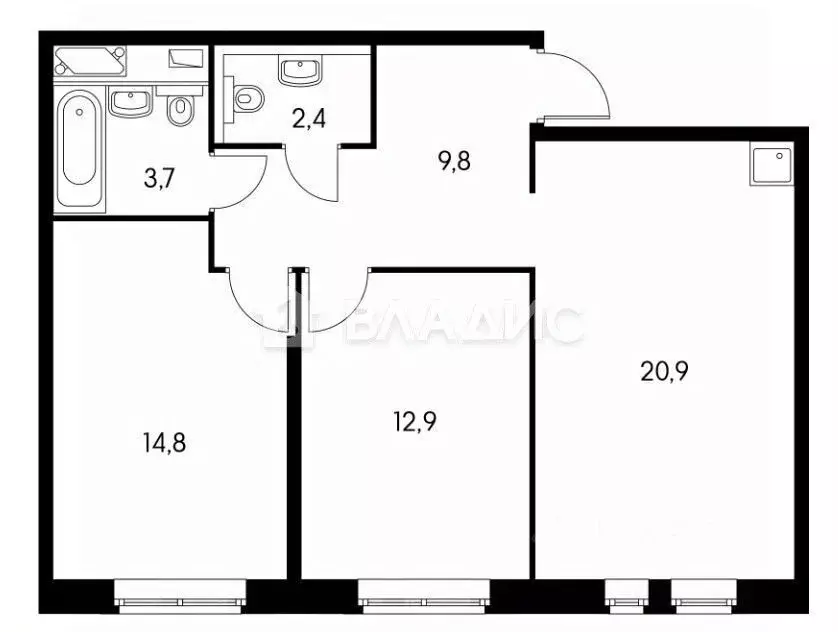 2-к кв. Москва ул. Саларьевская, 10к1 (62.7 м) - Фото 2