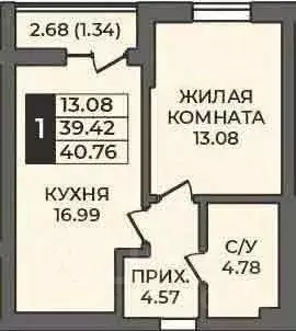 1-к кв. Оренбургская область, Оренбург ул. Ильи Глазунова, 21 (40.76 ... - Фото 0