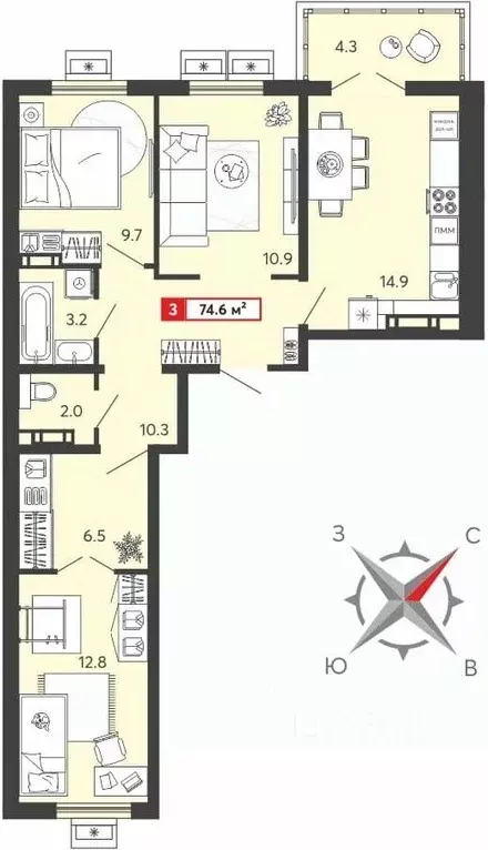 3-к кв. Пензенская область, Пензенский район, Засечный сельсовет, с. ... - Фото 1