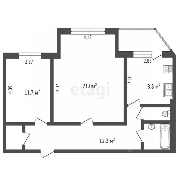 2-к кв. Ямало-Ненецкий АО, Ноябрьск ул. Ленина, 69 (67.3 м) - Фото 2