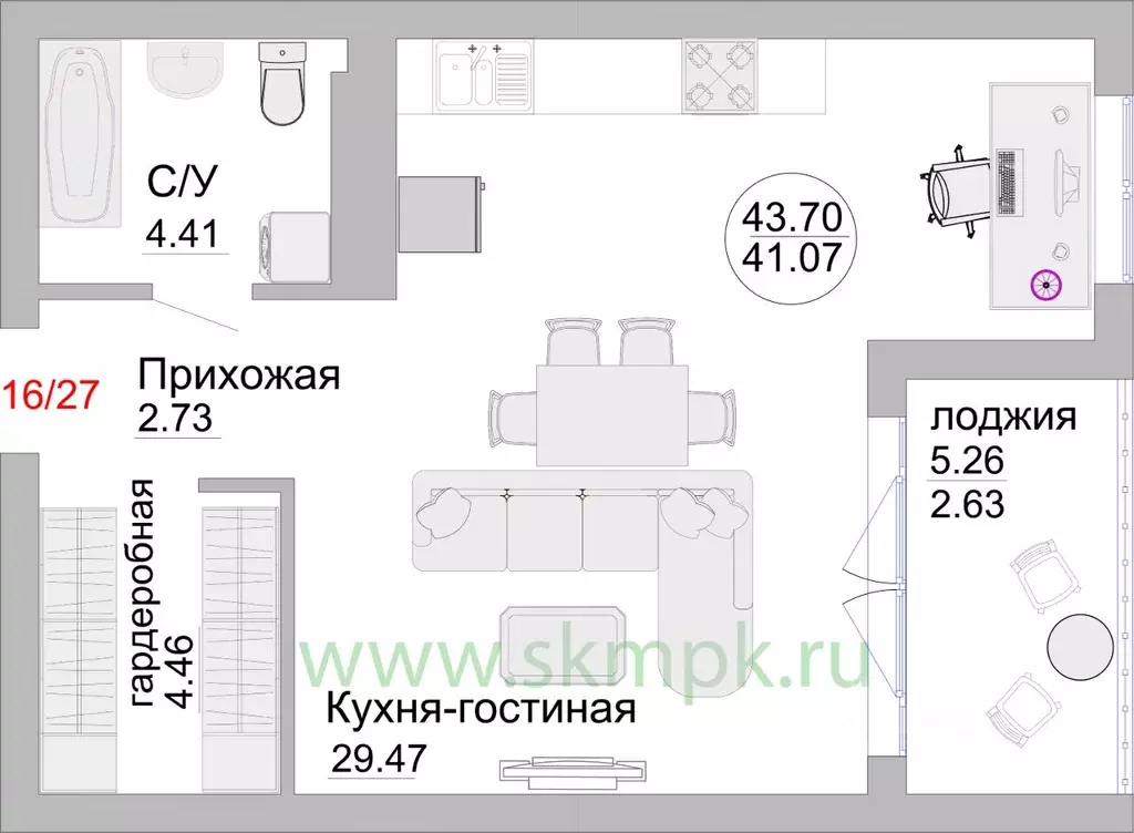 1-к кв. Калининградская область, Пионерский Портовая ул., 5 (45.9 м) - Фото 0