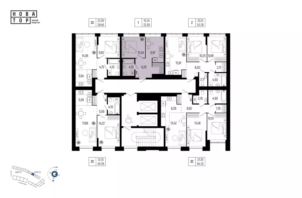 1-комнатная квартира: Уфа, улица Рудольфа Нуреева, 7 (32.69 м) - Фото 2