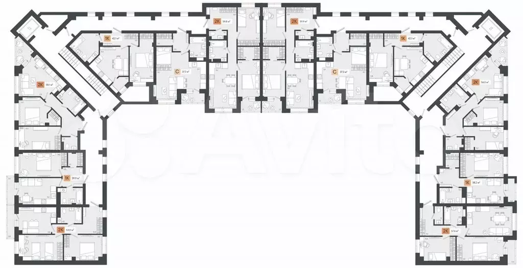 2-к. квартира, 54 м, 3/8 эт. - Фото 1