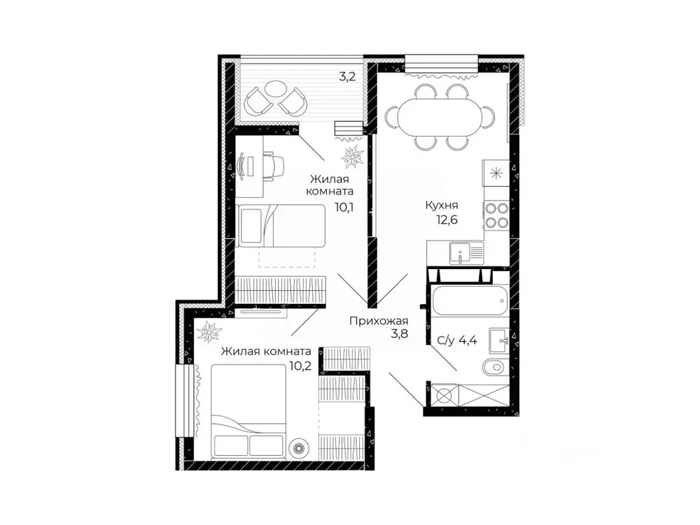 2-к кв. Ростовская область, Аксай  (42.7 м) - Фото 2