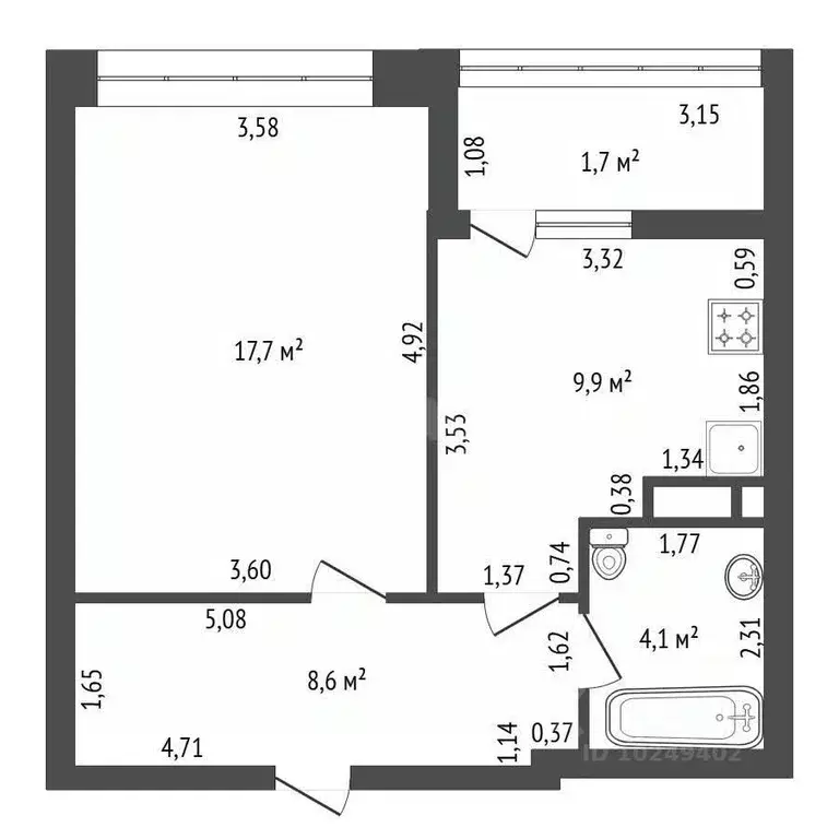 1-к кв. Башкортостан, Уфа ул. Генерала Рыленко, 8 (42.0 м) - Фото 2