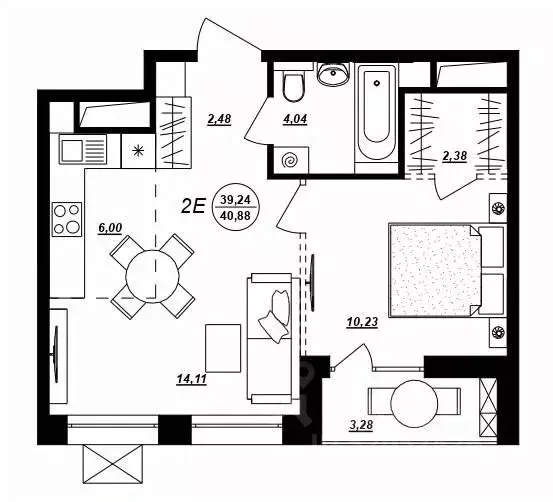 2-к кв. Хабаровский край, Хабаровск ул. Демьяна Бедного (40.88 м) - Фото 0