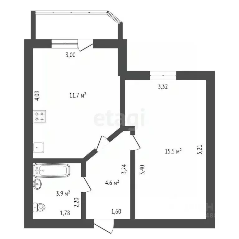 1-к кв. Амурская область, Благовещенск Тополиная ул., 51/1 (35.7 м) - Фото 0