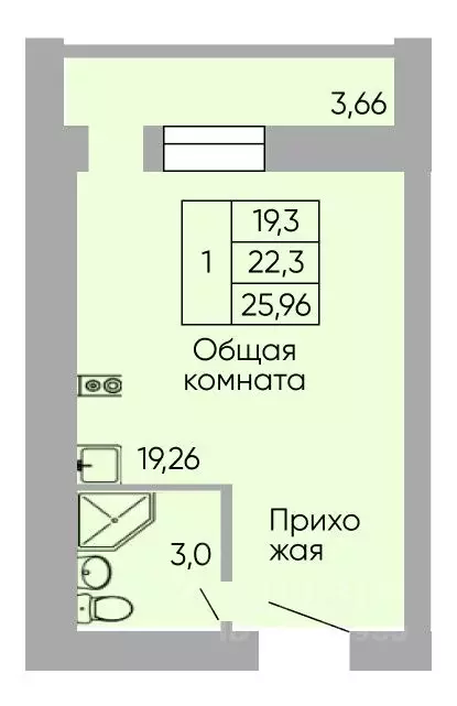 Студия Ростовская область, Ростов-на-Дону ул. Вересаева, 103Вс1 (26.08 ... - Фото 0