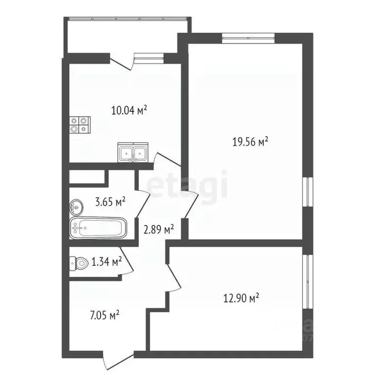 2-к кв. Санкт-Петербург дор. Муринская, 65 (57.3 м) - Фото 1