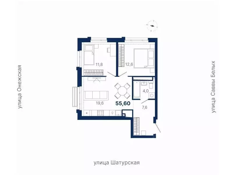 2-к кв. Свердловская область, Екатеринбург ул. Шатурская (55.6 м) - Фото 0