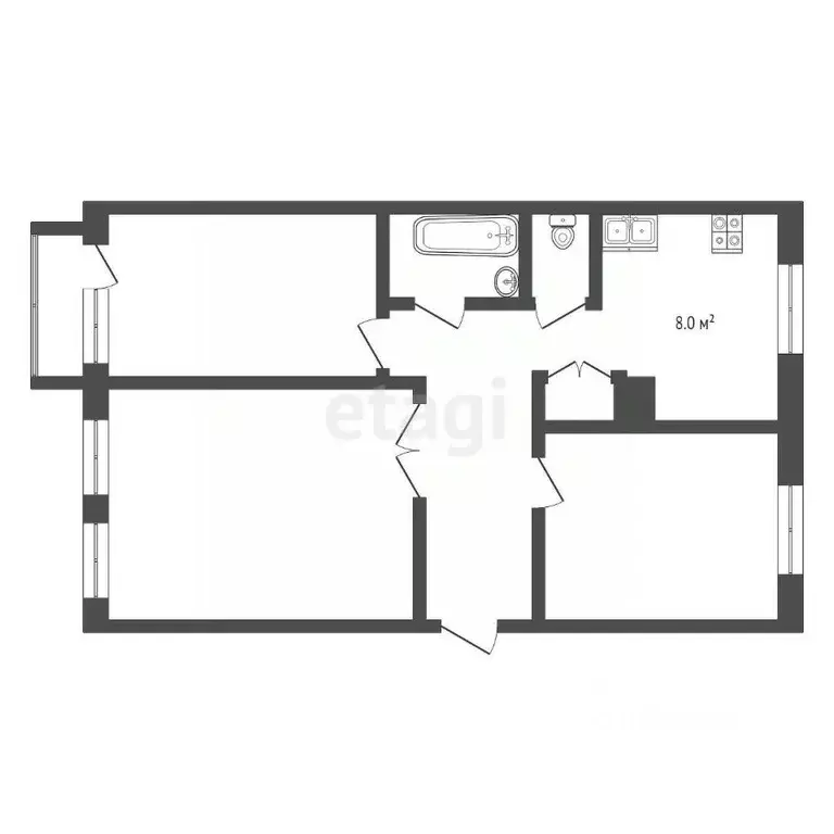 3-к кв. Коми, Ухта Октябрьская ул., 6 (71.6 м) - Фото 0