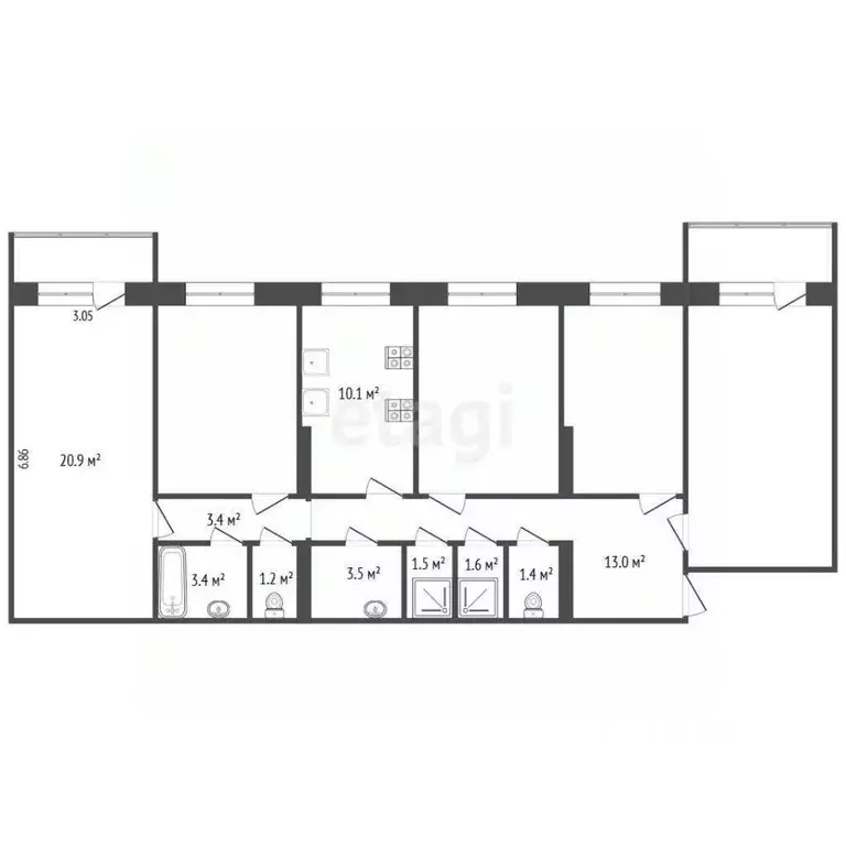 Комната Саха (Якутия), Якутск просп. Михаила Николаева, 40 (20.9 м) - Фото 2