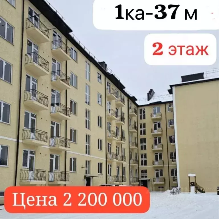 1-к кв. Кабардино-Балкария, Нальчик ул. А.А. Кадырова, 24 (37.0 м) - Фото 1