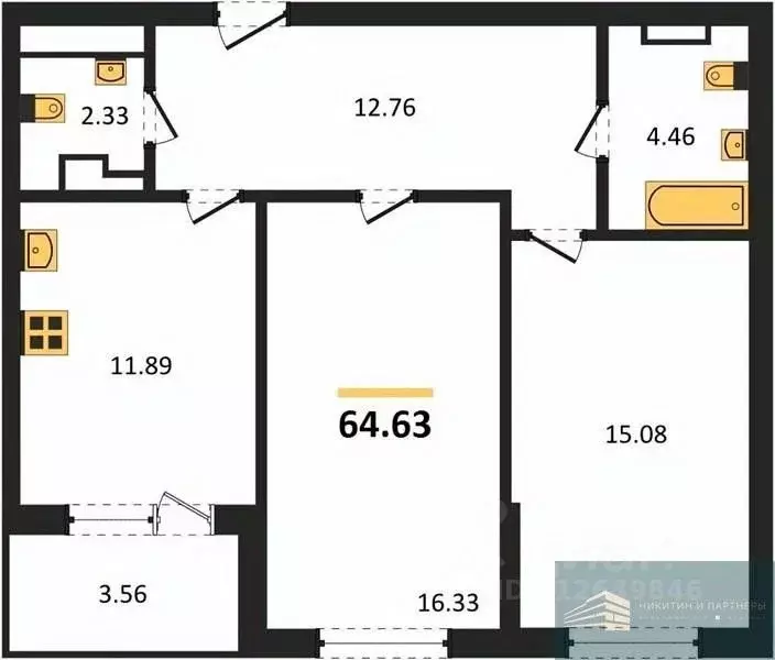 2-к кв. Воронежская область, Воронеж ул. Ломоносова, 116/2 (64.6 м) - Фото 0