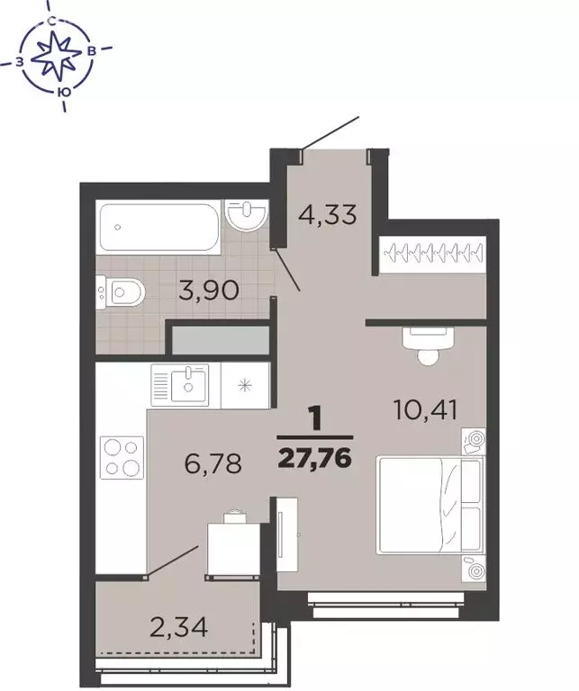 Квартира-студия: Рязань, улица Александра Полина, 3 (27.76 м) - Фото 0