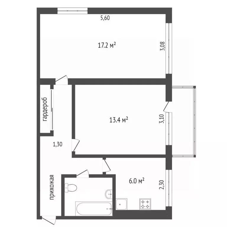 2-к кв. Коми, Сыктывкар ул. Юхнина, 2 (47.4 м) - Фото 1