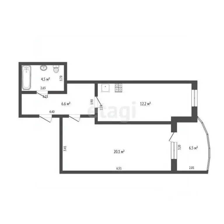 1-к кв. Тюменская область, Тюмень ул. Василия Гольцова, 3 (43.4 м) - Фото 0